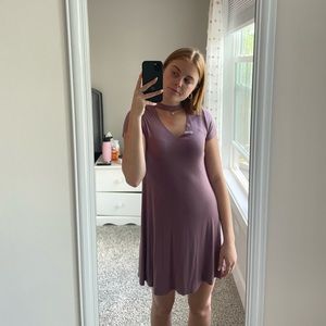 Purple dress with cutout on neck